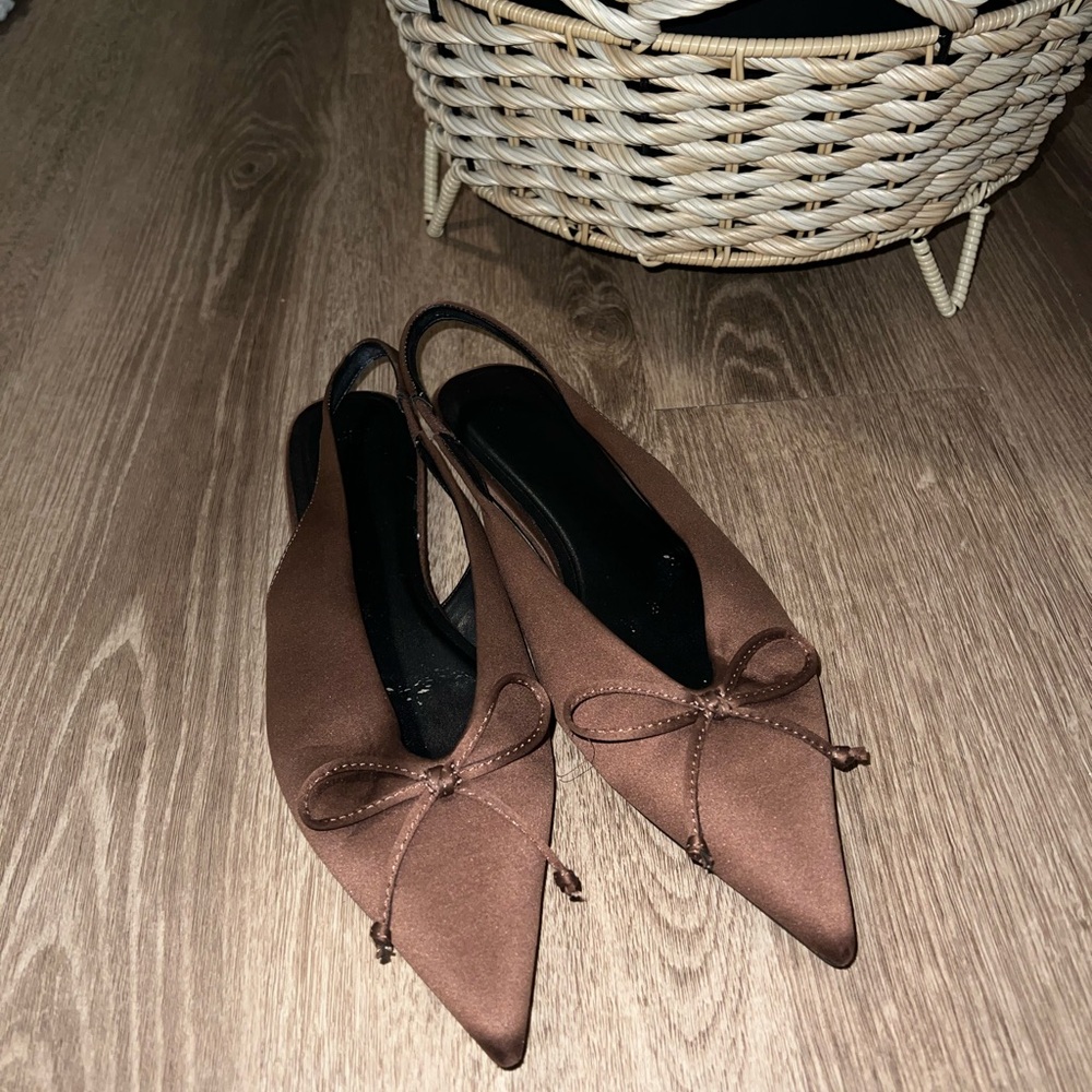 H&M Brown Pointed Slingback Flats